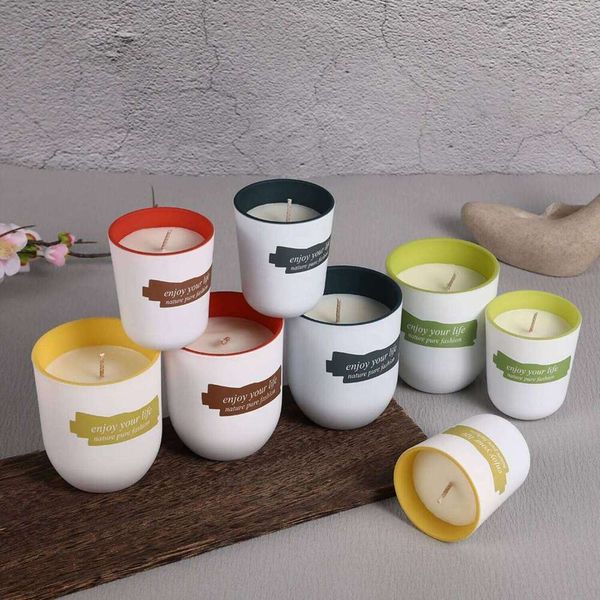 1pc Small Scented Candle in Curved Bottom Colorful Cup - Smokeless Non-Toxic Aromatic, Cozy Home Decor for Bedroom Bathroom H260205