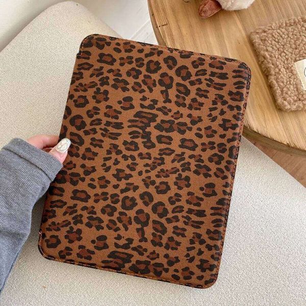 For iPad 5 6 7 8 9 10th Generation Case Air 2024 MINI 3 4 Pro 11 inch Leather Cover Leopard-print 3-fold Stand H260205