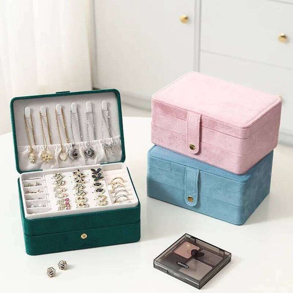 Double Layer Velvet Jewelry Organizer Box for Necklaces Rings Earrings Multi Compartment Storage Case with Soft Fabric Lining 26Y0206