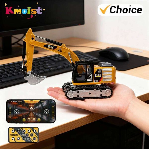 1/64 RC Car Desktop Remote Control Excavator Simulation Engineering Vehicle Toy Bulldozer Dump Truck Toys for Boys Kids Gifts 26H0207