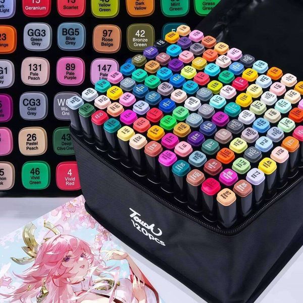 24/36/48/60/80-Piece Marker Set, Student Watercolor Art Dual-Tip Oil-Based Painting Pens, Holiday Gift 26W0209