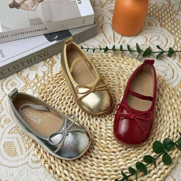 2025 Spring&Autumn Children's Little Leather for Girls Korean Girls' Soft Sole Bow Anti Slip Fashion Princess Single Shoes 26H0210