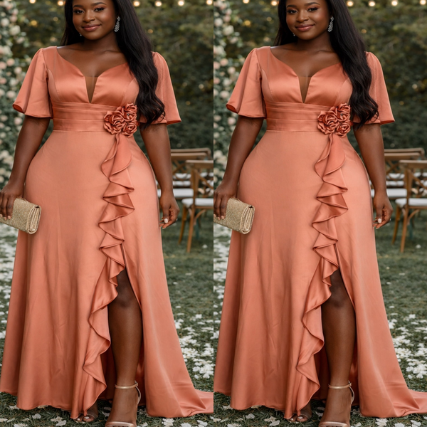2026 Plus Size Peach A-line Mother Of Bride Dresses V-neck Short Sleeves Elastic Satin Evening Party Mama's Dress Vintage 50's Birthday Wedding Guest Groom Mother's Gowns
2026 Plus Size Peach A-line Mother Of Bride Dresses V-neck Short Sleeves Elastic Satin Evening Party Mama's Dress Vintage 50's Birthday Wedding Guest Groom Mother's Gowns