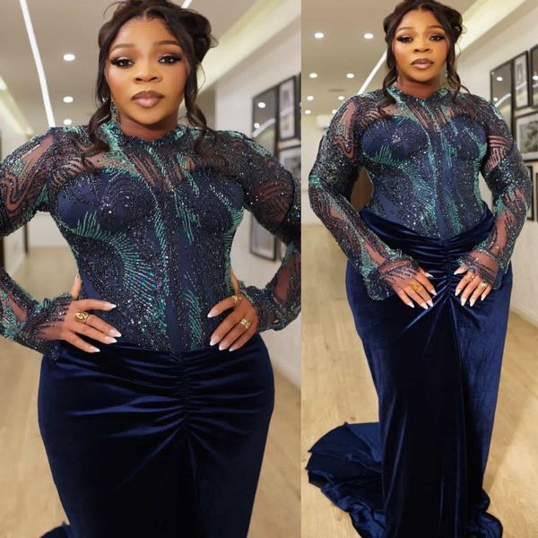 Aso Ebi Navy Blue Mermaid Prom Dresses 2026 Sequined Velvet Full Sleeves Evening Formal Party Second Birthday Engagement Gowns Dress For Special Occasions, Champagne
Aso Ebi Navy Blue Mermaid Prom Dresses 2026 Sequined Velvet Full Sleeves Evening Formal Party Second Birthday Engagement Gowns Dress For Special Occasions, Champagne