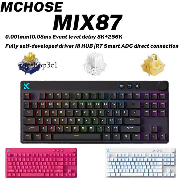 MCHOSE MIX87 Magnetic Swtich Wired Gaming Keyboard 8K+256K Esport 0.08ms Low Latency E-Sports Custom Gamer Accessories