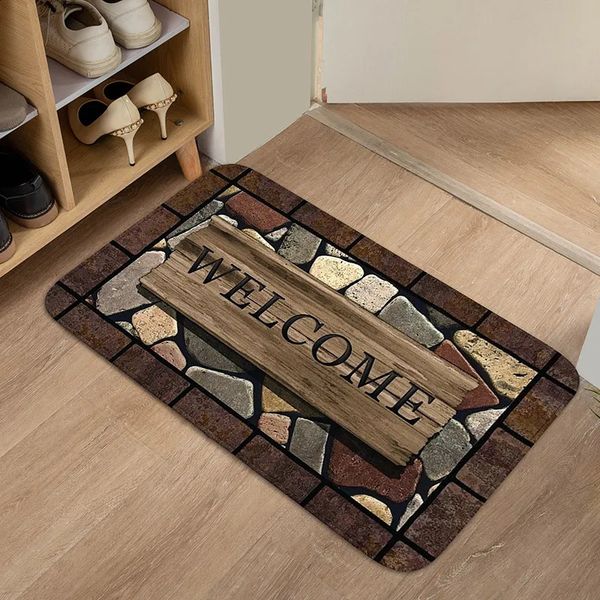 1pc Floral Letter Graphic Door Mat Doormat Carpets Rug Carpet Bath Kitchen Garden Anti-Slip Small Home Kitchen Welcome Mats 260203