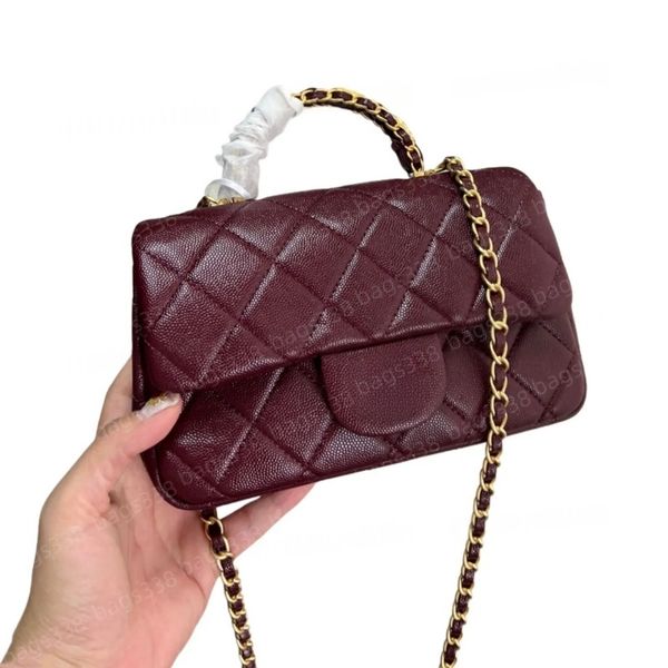 Top designer crossbody bag ladies handle tote bags chain strap mini quality leather casual refined diamond lattice chic caviar phone purse flap shoulder burgundy