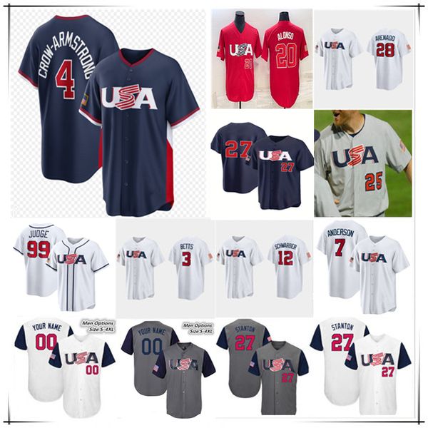 Team USA 2026 World Baseball Classic WBC Jersey Aaron Judge Pete Crow-Armstrong Paul Skenes Nolan McLean Kyle Schwarber Bobby Witt Jr Harper Alex Bregman Tarik Skubal, 2023 men white style
Team USA 2026 World Baseball Classic WBC Jersey Aaron Judge Pete Crow-Armstrong Paul Skenes Nolan McLean Kyle Schwarber Bobby Witt Jr Harper Alex Bregman Tarik Skubal, 2023 men white style