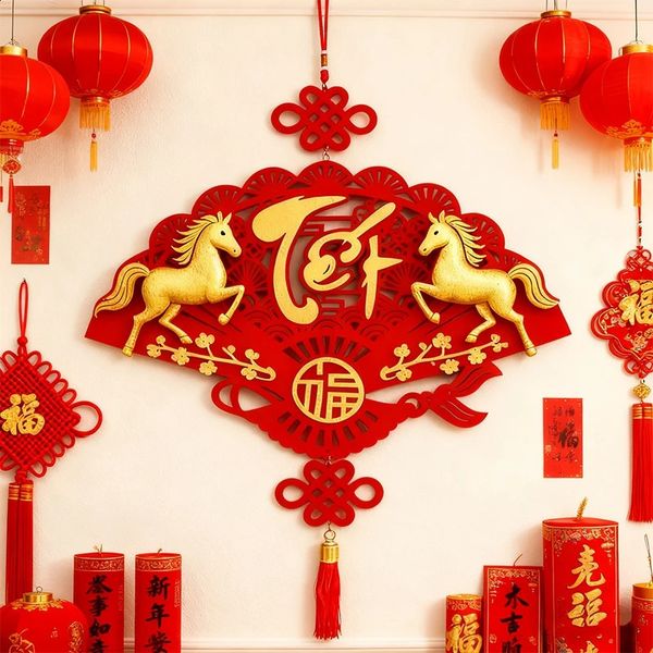 Vietnamese Year Decoration Lucky Red Hanging Couplets Spring Festival Window Wall Ornaments Lien Treo Trang Tri TET Decor 260130