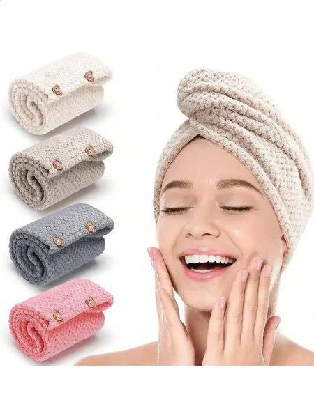 Solid color hair towel Textured dry cap 98 X 255 absorbent wrap for buttondown women 260204