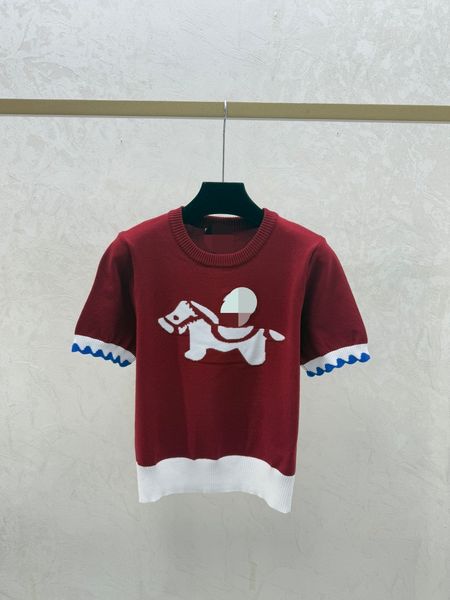 200006 2026 Runway Summer Brand SAme Style Sweater Short Sleeve Red Fashion Clothes High Quality Womens shun