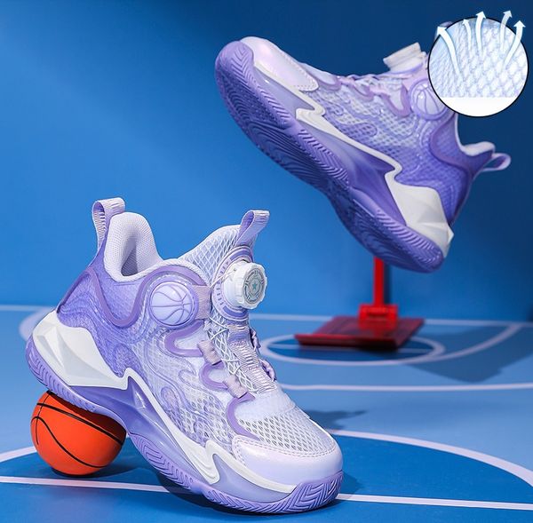 New Summer hollow single net childrens basketball shoes big kids breathable and wear-resistant boys sneakers L2605227GTV