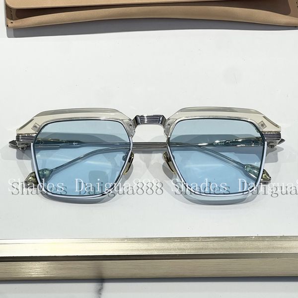 Men's Premium Half-Rim Square Sunglasses Metal Frame Stylish Women UV Protectio…