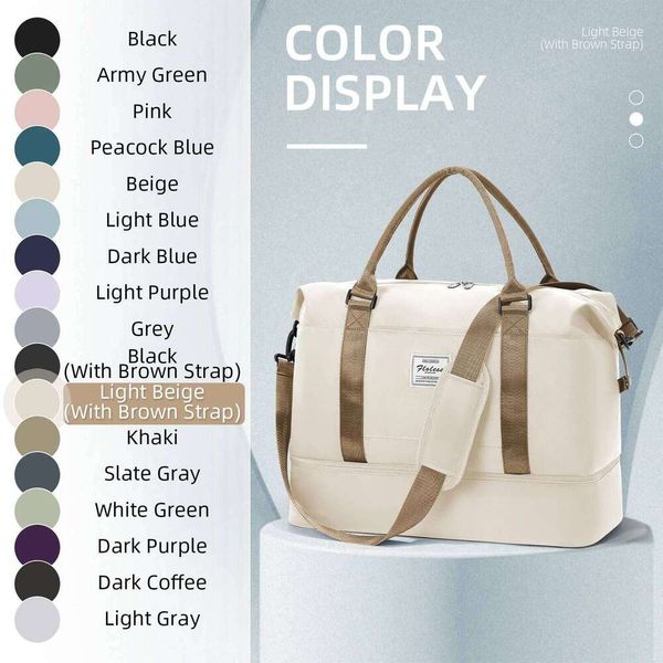 Women's Large Capacity Bag, Airplane Travebags Weekend Bag,Sports and Gym Backpack,Expandable Waterproof Travel Bag Khaki Y260225