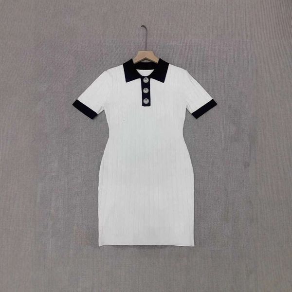 2026 Summer New Designer Women's Casual Collar N18 Ice Silk Knitted Slimming Dress Women's Wear