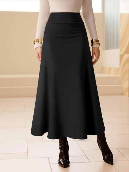 Skirts Glamorous Solid Midi Skirt | High Waist A-Line For Cocktails & Events Stand Out In Style