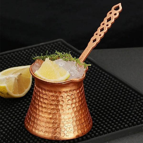 Long Handle Turkish Coffee Pot with Pouring Spout 330ML Copper Milk Butter Warmer Stovetop Chocolate Melting Pan 260202