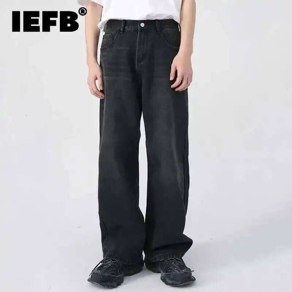 Iefb Men's Jeans New Korean Personality Straight Wide Leg Denim Pants Fashion A…