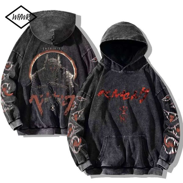 Berserk Printed Cotton Men Harajuku Hooded Sweatshirt HipHop Streetwear Fashion Oversized Long Sleeve Pullover Hoodie Z260226