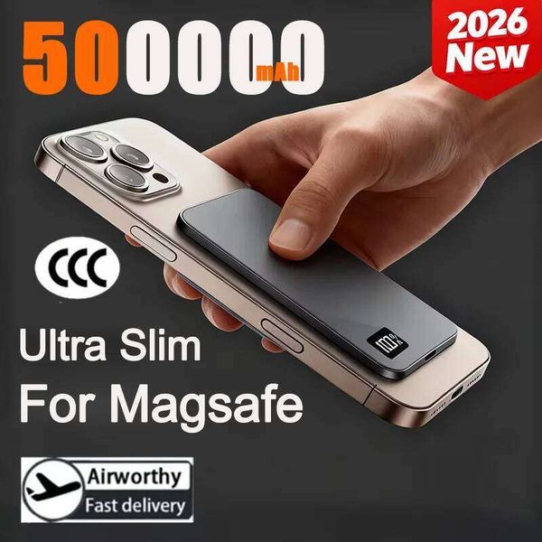 500000mAh Wireless Power Bank Portable Ultra-thin CCC Certified Magnetic Super Fast Charging Electronic Display For H260227