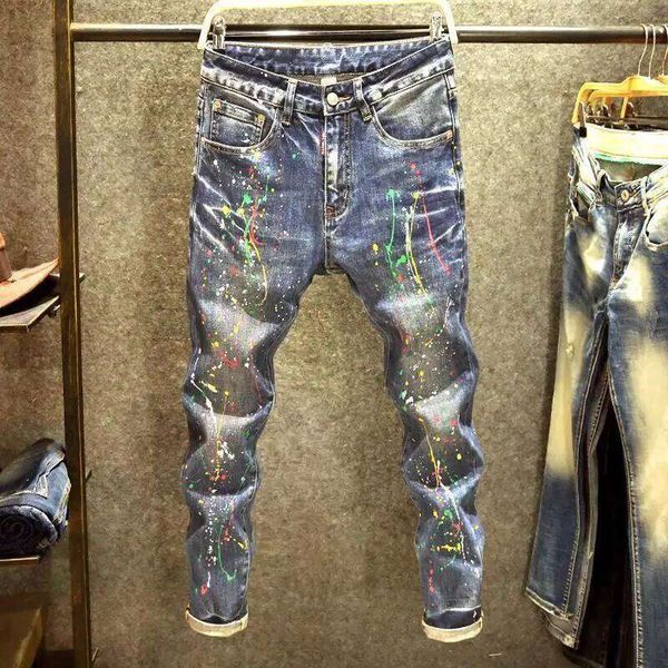 Spring Autumn Designer Clothes Men's Korean Stylish Slim Fit Jeans Fashion Tren…