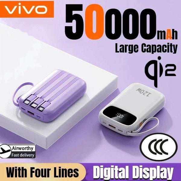 500000mAh Protable Power Bank Large Capacity Super Fast Charging External Battery Built in 4 Wires For iPhone H260227