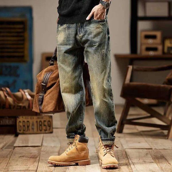Harajuku Fashion Korean Style Clothes Retro Men's Jeans Spring Autumn Straight …