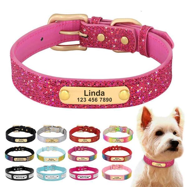 Personalized Dog Bling Customized Anti-lost ID Collar Adjustable Pet Necklace With Engraved Tag For Small Medium Dogs C260228