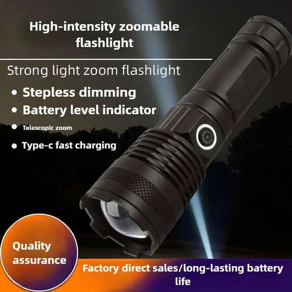 Patrol Spotlight Long-range Strong Flashlight, Portable, Rechargeable, Small, Extendable, Broad-beam, White Light Z260228