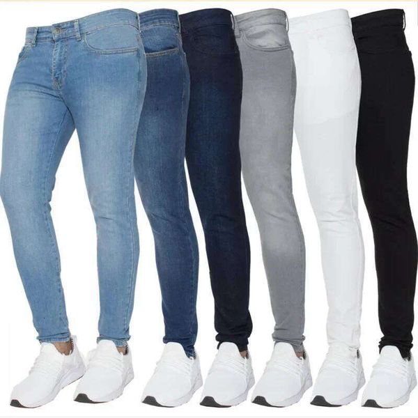 Business Men's Casual Jeans Stretch Denim Trousers Spring Autumn Classic Black …