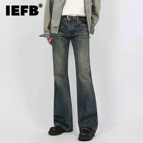 Iefb New Spring Men's Micro Flared Jeans Korean Straight Leg Design Solid Color…