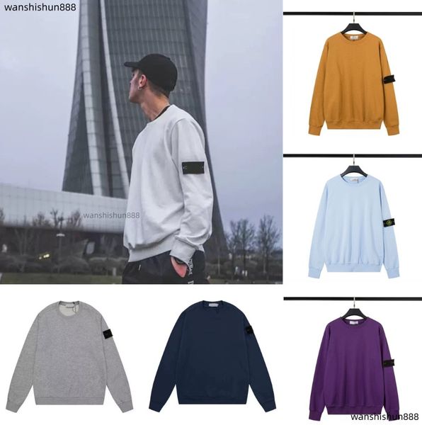 Topstoney Men's Designer Stone Hoodies Round Neck Loose Casual Sweatshirt Simple Style Pure Cotton Compass Brand Badge Classic Long Sleeve Colour Bottom Loose Jumper