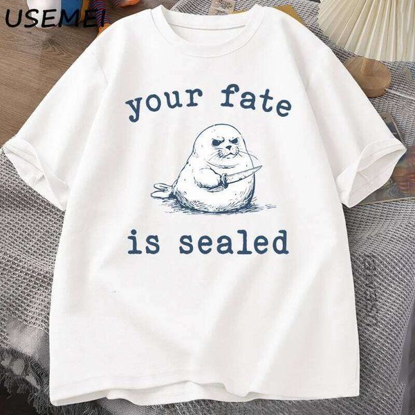 Your Fate Is Sealed T-Shirt Men Women Harajuku Funny Tshirt Animal Retro Y2k Fashion Top Short Sleeve Letter Print T Shirt Tops C260228