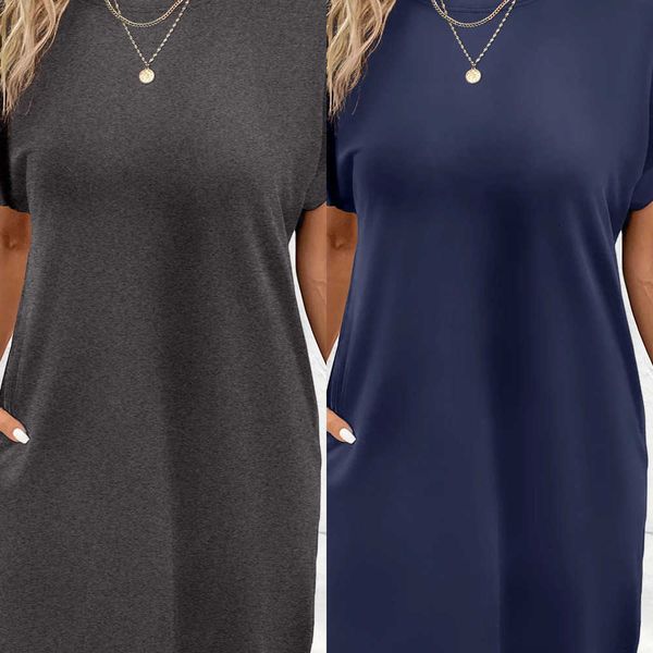 Loose Fit T-Shirt Dress with Pockets Soft Breathable Summer Mini Dress Casual Short Sleeve A-Line Sun Dress for WomenL260530