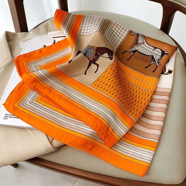 Luxury Brand Design Silk Square Scarf For Women Satin Shawls Casual Scarves Hji…
