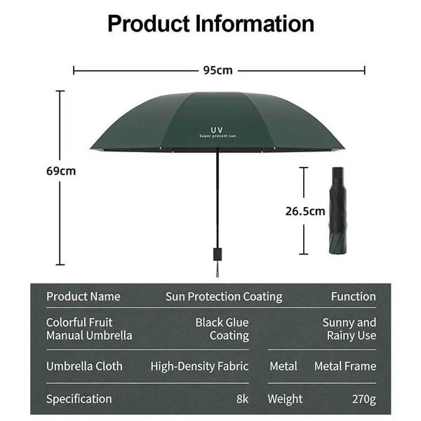 NEW Manual Pocket Rain Umbrella UPF50 UV Protection Travel Umbrella Wind Resistant Dual Use Pocket Parasol SummerJ260601