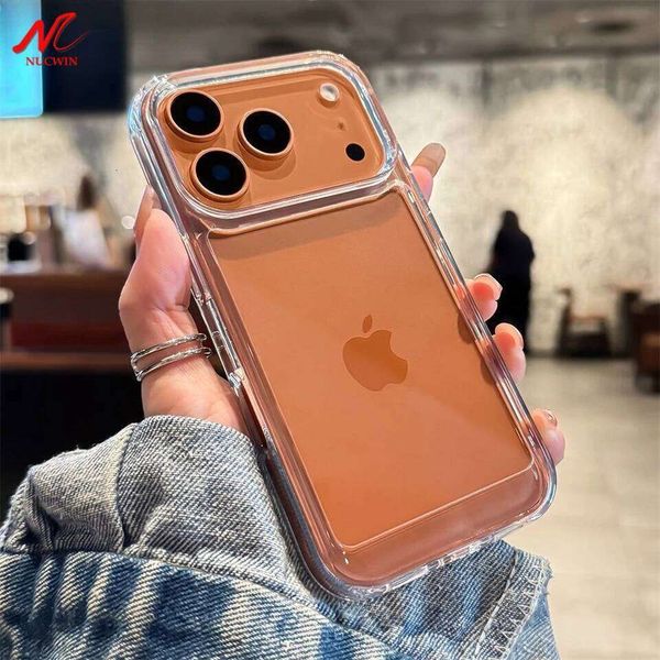 New Transparent Acrylic Clear Case for iPhone 17 11 12 13 14 15 16 Pro Plus Xs Max Xr Air Metal Button Cover
