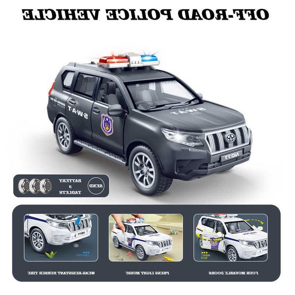 132 Scale Models Toys Police Cars Alloy Door Opened Miniature Vehicles Pull Back Car Toy Childrens Day Gifts L260601