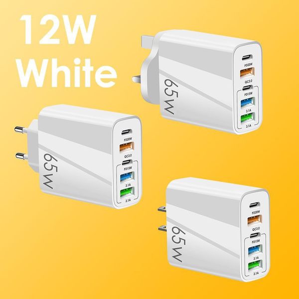 New PD+3 USB multi-port adapter, compatible with European, American and British standards, with a power output of 65W and a charging current of 2.4A at 5V.