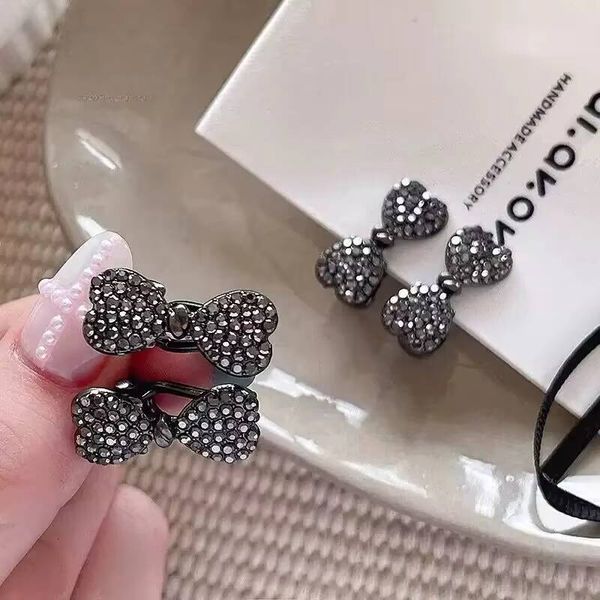 Rhinestone Bow Clip Hair pin Accessories mini for women girl sweet Kawaii bow cute leading fashion trendy popular crabs Designer ddmynov