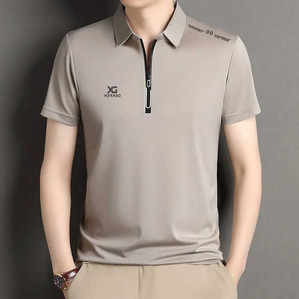 Casual Business New Zipper Mens Short Sleeve Solid Color Polo Shirt Fashionable Warm Comfortable Four Seasons Versatile Top H260601