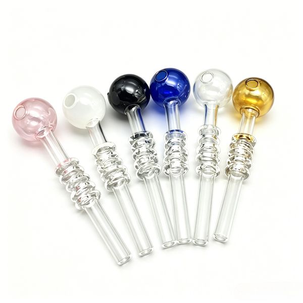 Wholesale Travel 5.5inch Colorful Thick Heady Glass oil burner Pipe Portable Urban Glass hand straw tube nails Pipes For Smoking