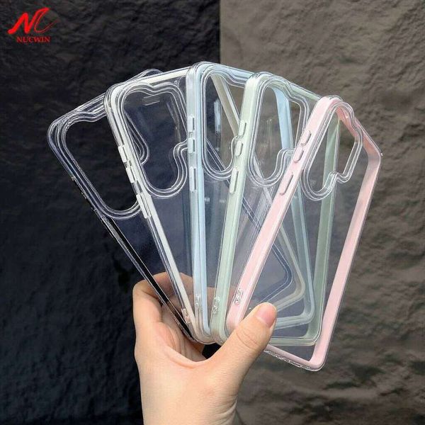 Luxury Candy Color Frame Clear Back Case For Samsung Galaxy S26 S22 Ultra S25 S23 Plus S24 FE Acrylic Shockproof Bumper Cover