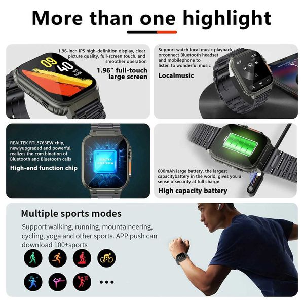 LIGE 600mAh New tra Smart Watch Men Call TWS Local Music Sport Clock 196 IP68 Waterproof Relgio Smartwatch WenJ260601