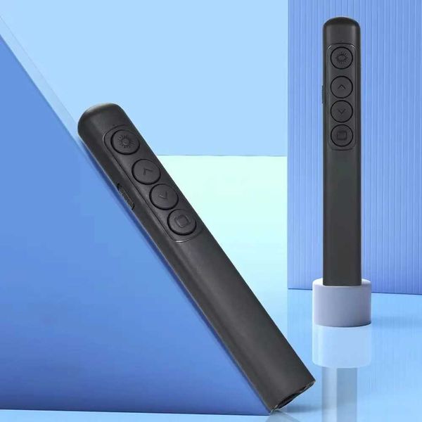 2.4GHz Wireless Presentation Clicker USB Charging Infrared Remote PPT Laser Flip Pen Hyperlink with Storage Bag Laser Pointer C260602