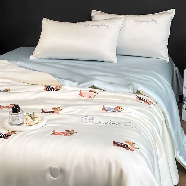 1pc Spring and Summer New Washed Silk Summer Quilt Summer Cool Quilt Air Conditioner Quilt - Coral SeriesJ260602