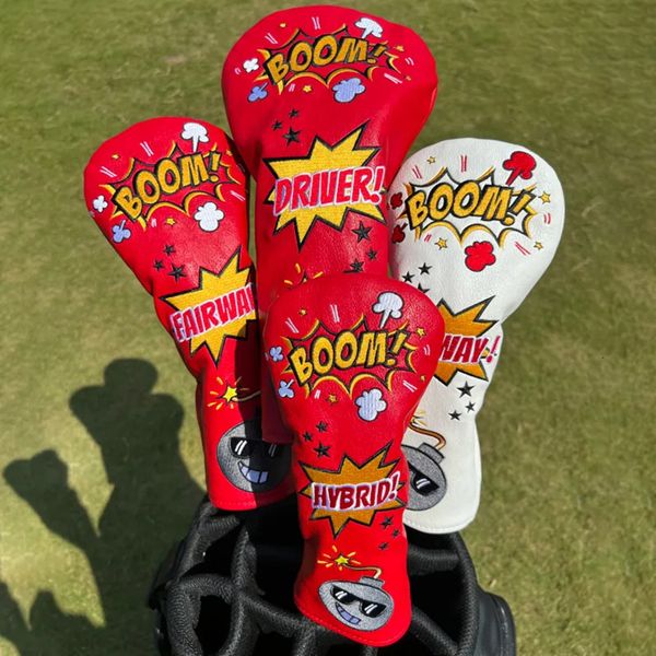 Golf Accessory Leather Set Golf Club cover Headcovers For Driver Fairway Hybrid Wood Head Covers Football