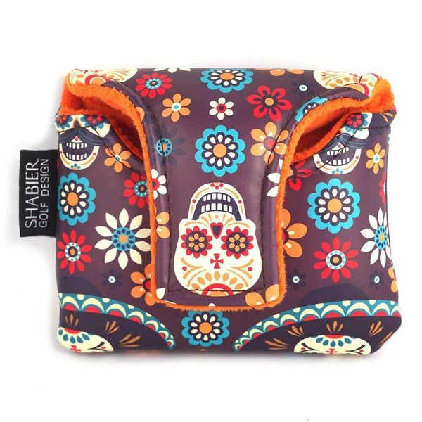 DA DE LOS MUERTOS Printing with Magnetic Closure Golf Squre Large Mallet Putter Head Cover 26L0602