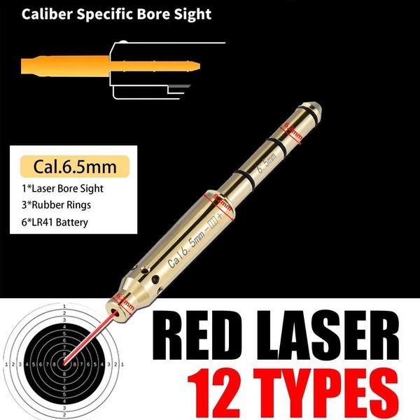 Laser Bore Sight Red Dot Laser Cal.22LR/.223 Rem/9mm/7.62mm/ 243/6mm/7mm/6.5mm/25/27mm Collimator Laser Boresighter Train Zero C260602