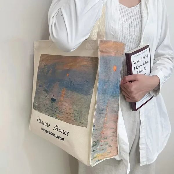 Extra Thick Canvas Female Shoulder Bag Van Gogh Morris Vintage Oil Painting Zipper Books Handbag Large Tote For Women Shopping 260603